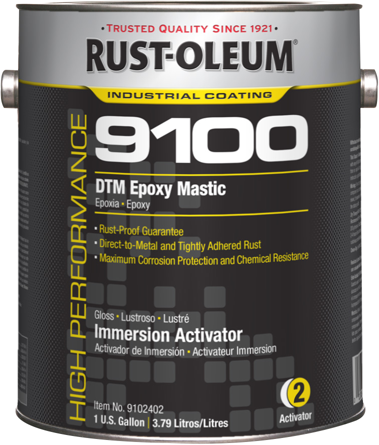 RUST-OLEUM HIGH PERFORMANCE V9100 System Low VOC DTM Epoxy Mastic - Immersion Activator Gloss Finish 340 VOC 1gal